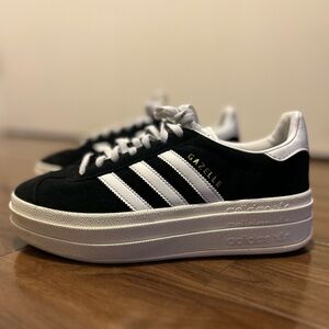 adidas Gazelle Platform Sneakers - Black & White